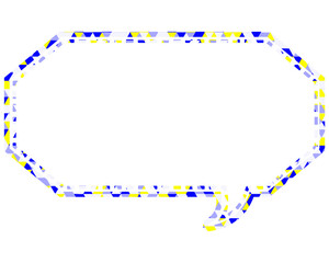 ステンドグラス風吹き出し　三角形模様　細長い八角形