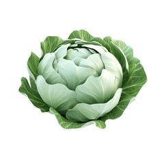 A fresh green cabbage isolated on white background healthy food vegetable nature agriculture gardening farm harvest leaf