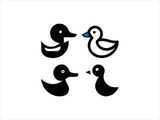 Obraz premium Simple, stylized logo of three ducks logo in various colors.