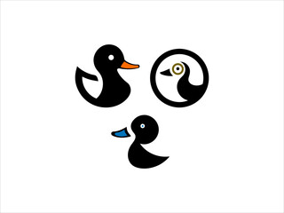 Simple, stylized logo of three ducks logo in various colors.