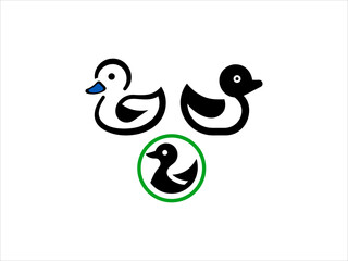 Simple, stylized logo of three ducks logo in various colors.