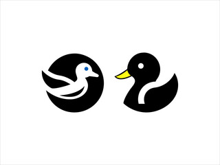 Simple, stylized logo of three ducks logo in various colors.