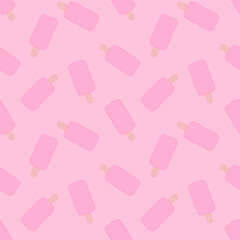 Cute Pink Popsicle Seamless Pattern – Minimal Summer Ice Cream Background Illustration