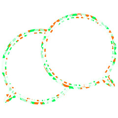 ステンドグラス風吹き出し　三角形模様　重なる会話