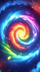 A vibrant, swirling galaxy of colors representing cosmic beauty and wonder.