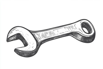 The image of an isolated steel wrench spanner is provided in PNG format with a transparent background