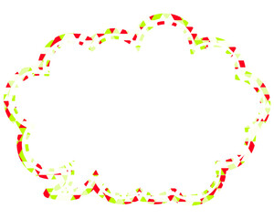ステンドグラス風吹き出し　三角形模様　丸みのある雲形