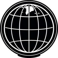 World Icon Silhouette Black Vector | Globe Design for Global Concept Vector