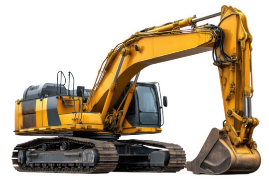 Yellow Excavator On Transparent Background