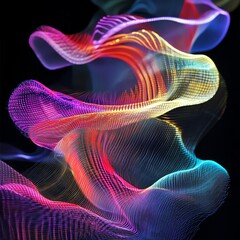 Fototapeta premium Abstract colorful wavy lines digital art backdrop