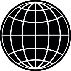 World Icon Silhouette Black Vector | Globe Design for Global Concept Vector