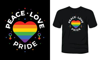 Peace love pride typography t-shirt