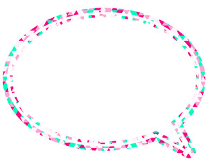 ステンドグラス風吹き出し　三角形模様　丸形