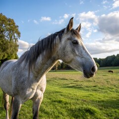 white horse in the field