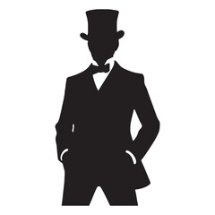 Dapper Top Hat silhouette, ideal for black-tie events – Top Hat illustration – Minimalist Top Hat vector – Men's dress silhouette

