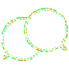 ステンドグラス風吹き出し　三角形模様　重なる会話