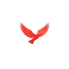 Obraz premium Red Bird in Flight Against White Background