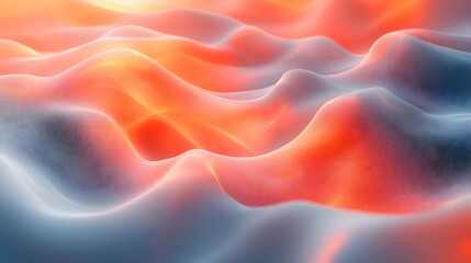 Obraz premium Abstract dynamic landscape with undulating waves, glowing embers, and cool undertones, ideal for atmospheric visuals