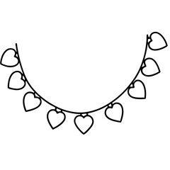 Charming Heart Garland Outline