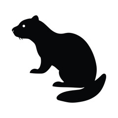 Silhouette of beaver on white background. 