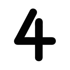 Obraz premium Black number four icon on transparent background 