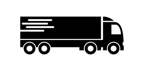 Delivery truck flat icon for apps and websites. Design of truck car express delivery service. Vehicle silhouette icon. Vector illustration