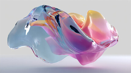 A modern digital artwork showcasing futuristic soft liquid form in pastel colors, ideal for creative, commercial, or editorial purposes.