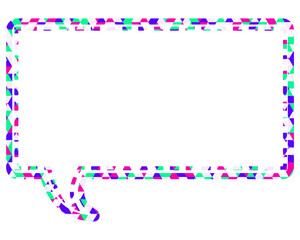 ステンドグラス風吹き出し　三角形模様　四角形