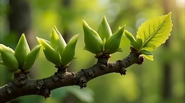 New Buds Appearing on Branch Tips &ndash; Spring Bloom Time-Lapse