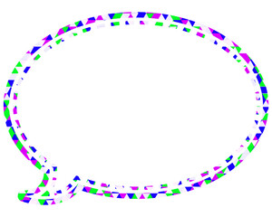 ステンドグラス風吹き出し　三角形模様　丸形