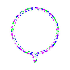 ステンドグラス風吹き出し　三角形模様　丸形の下向き