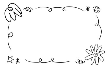 Obraz premium Abstract doodle flower hand drawn frame line for element and illustration