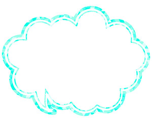 ステンドグラス風吹き出し　三角形模様　丸みのある雲形