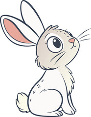 A cute cartoon bunny rabbit with a basket of carrots and an Easter egg illustration brings fun and happy spring holiday vibes