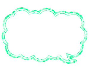 ステンドグラス風吹き出し　三角形模様　細長い雲形
