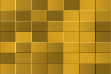 Geometryczny wzór z pikselowych kwadratów w odcieniach złota i brązu – abstrakcyjna kompozycja o przestrzennej strukturze i ciepłej tonacji