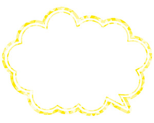 ステンドグラス風吹き出し　三角形模様　丸みのある雲形