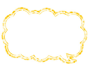 ステンドグラス風吹き出し　三角形模様　細長い雲形