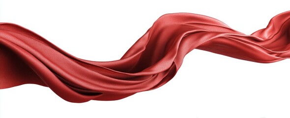 Fototapeta premium A transparent background showcases red fabric fluttering gently in the wind