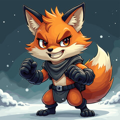 Ninja Fox Cartoon Vector Art