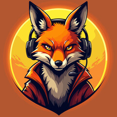 Cool Fox with Headphones and Jacket