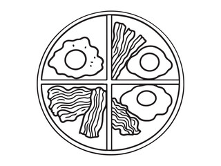 Minimalist Drawing of Bacon and Eggs on Plate