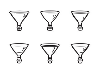Minimalist Funnel Icon in Clean Line Drawing Style