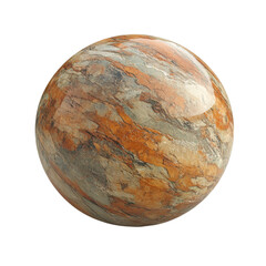 Fototapeta premium Polished marble sphere showcasing swirling orange grey and brown patterns a textured orb