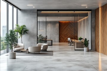 Fototapeta premium Modern office interior design with contemporary elements.