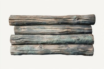 Fototapeta premium Aged wooden logs arranged in a horizontal layer.