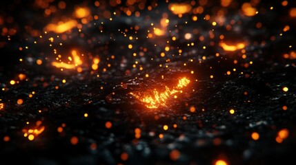 Fiery lava burning with sparks and shimmering orange light effects