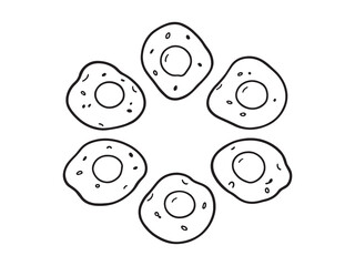 Minimalist hand drawn coddled eggs cooking recipe concept