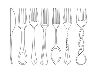 Minimalist Hand Fork Icon in Clean Line Art Style