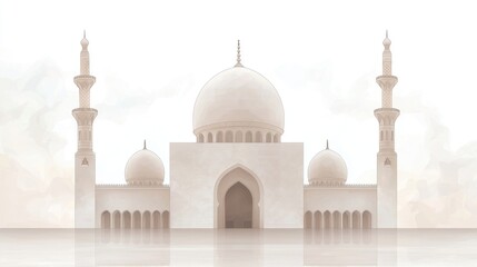 White mosque in mist
